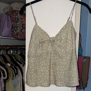 Floral Beige Spaghetti Strap Top